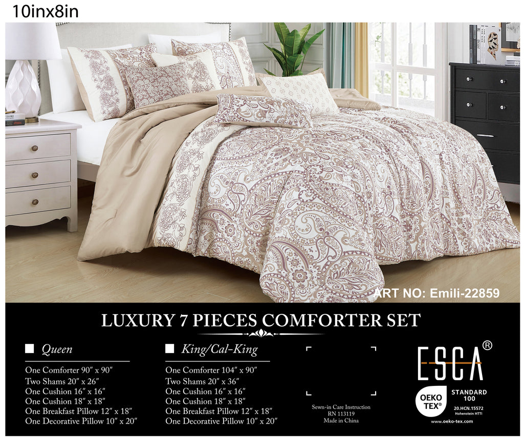 Beige Paisley 7-Piece Comforter Set - alternate product view 2