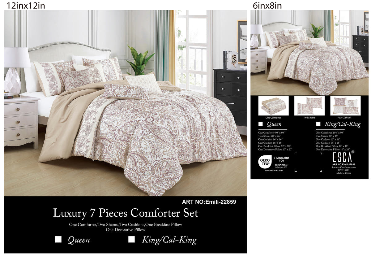 Beige Paisley 7-Piece Comforter Set - alternate product view 3