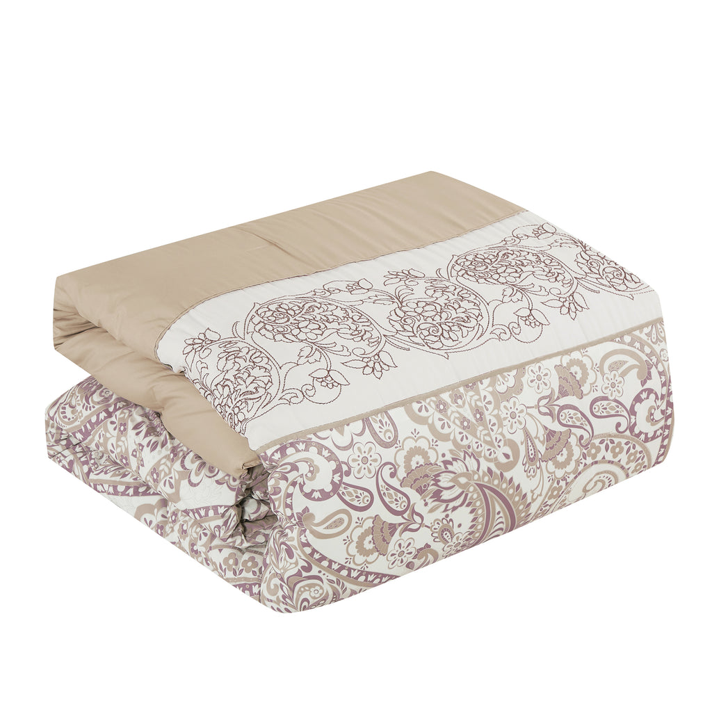 Beige Paisley 7-Piece Comforter Set - comforter detail