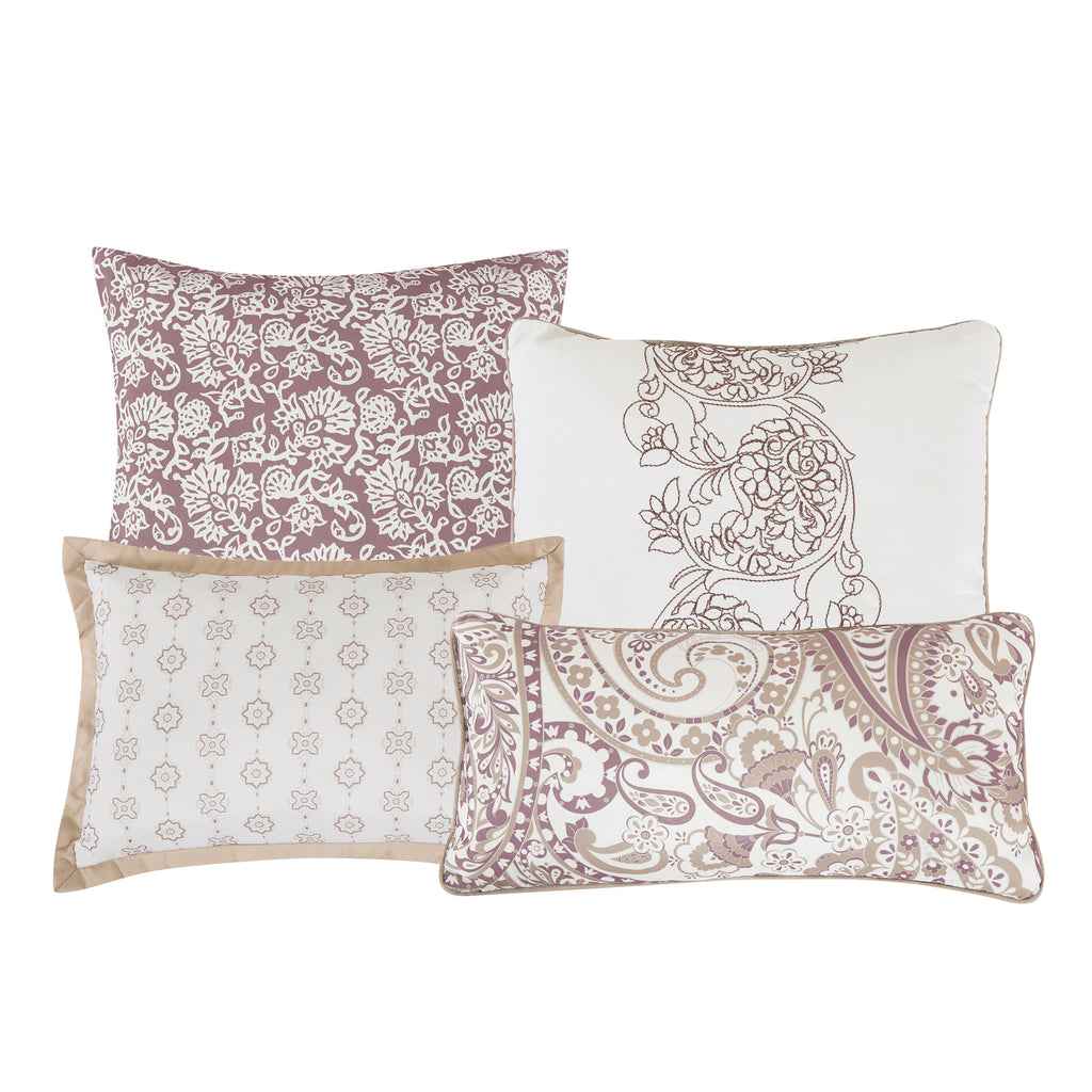 Beige Paisley 7-Piece Comforter Set - decorative pillow detail