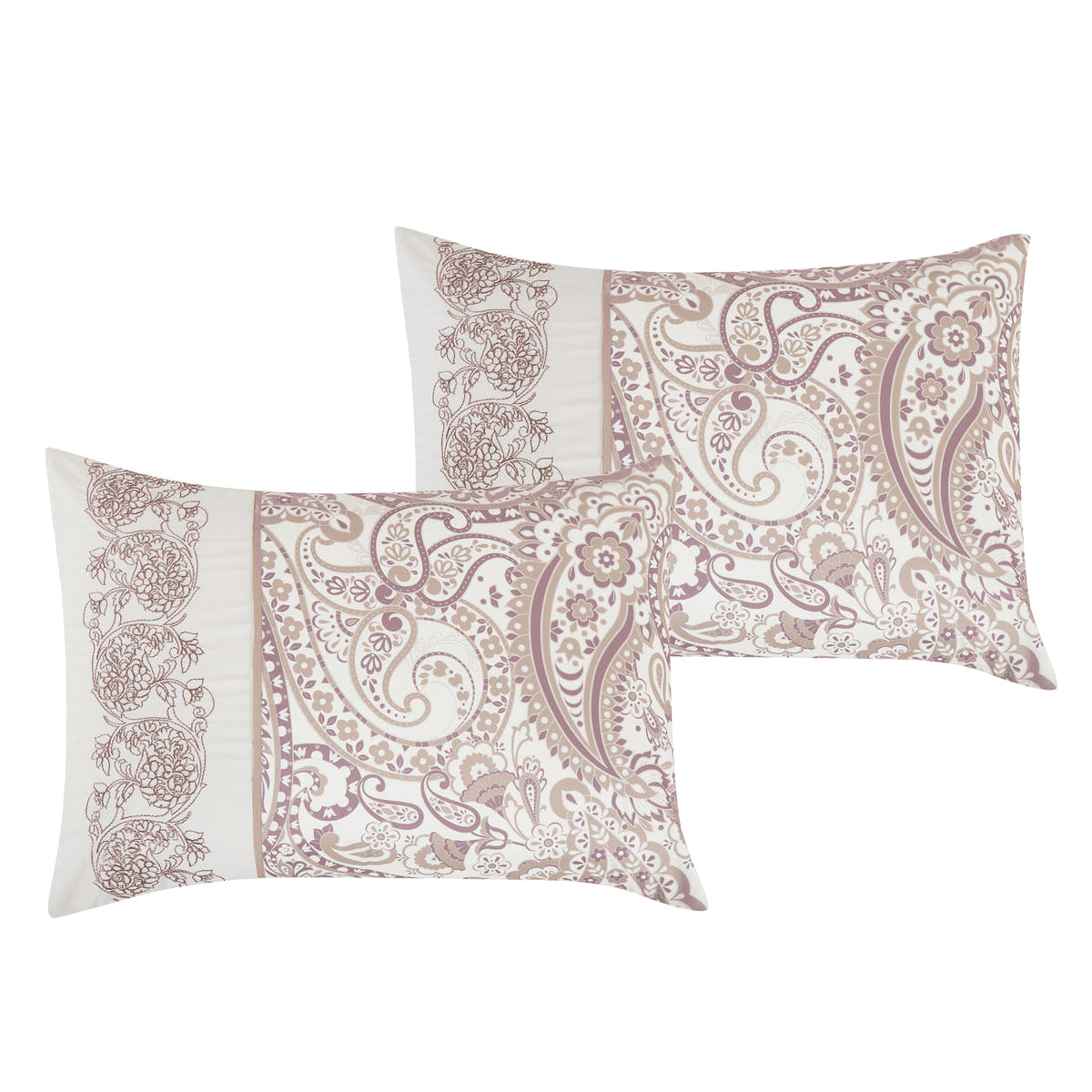Beige Paisley 7-Piece Comforter Set - pillow sham detail