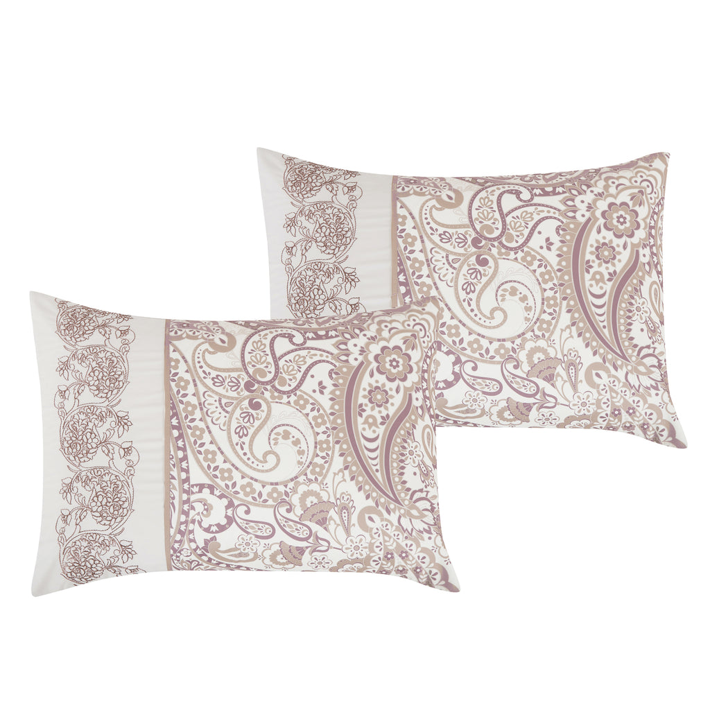 Beige Paisley 7-Piece Comforter Set - pillow sham detail