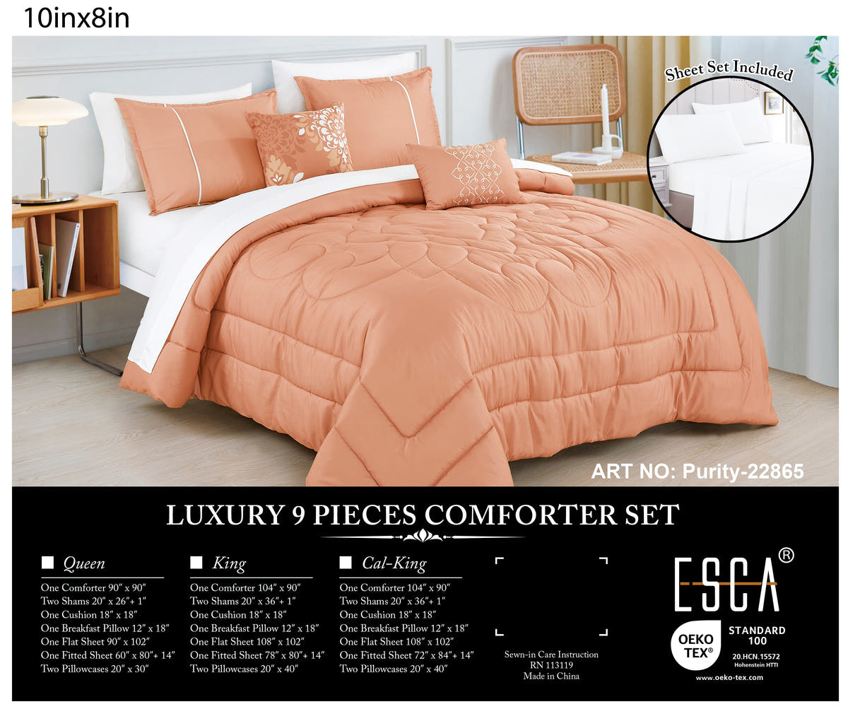Coral Quilted 9-Piece Comforter & Sheet Set - alternate product view 2