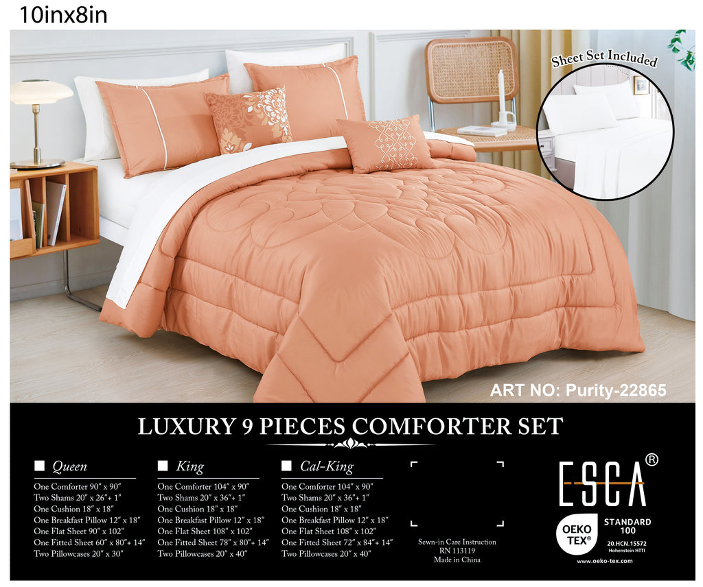 Coral Quilted 9-Piece Comforter & Sheet Set - alternate product view 2