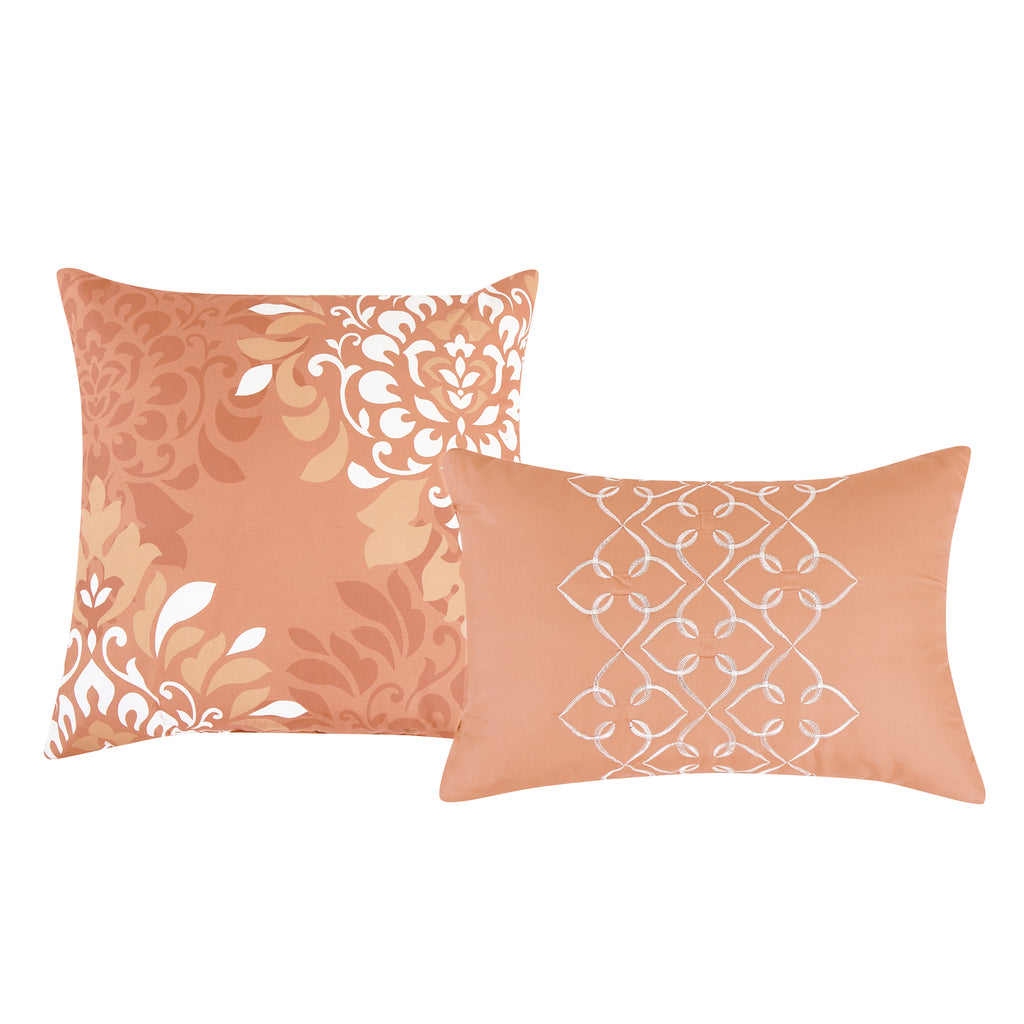 Coral Quilted 9-Piece Comforter & Sheet Set - decorative pillow detail