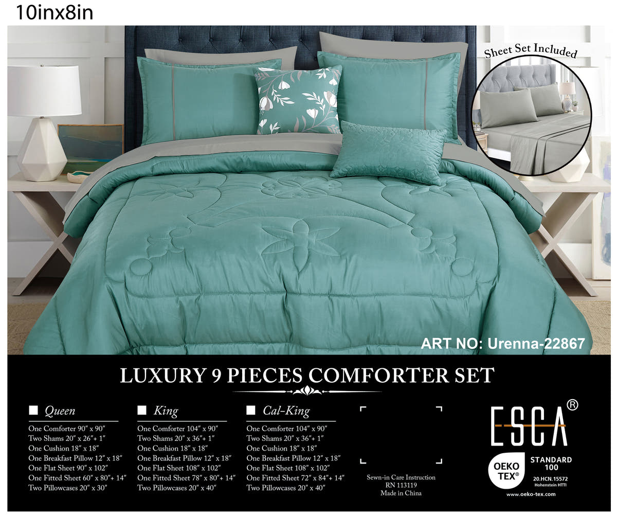 Mint Floral Quilted 9-Piece Comforter & Sheet Set - alternate product view 2