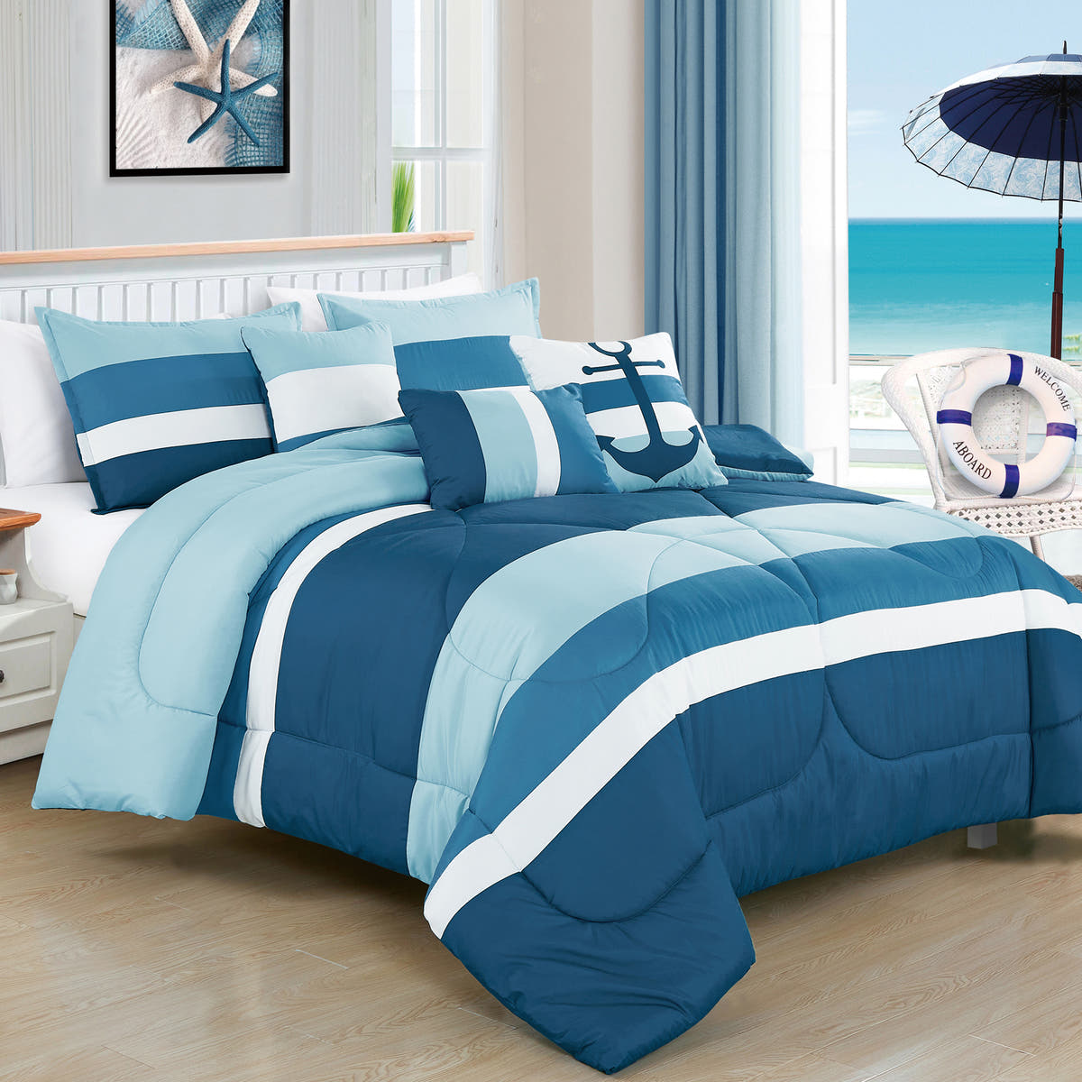 Blue Color Block 6-Piece Comforter Set detail 3