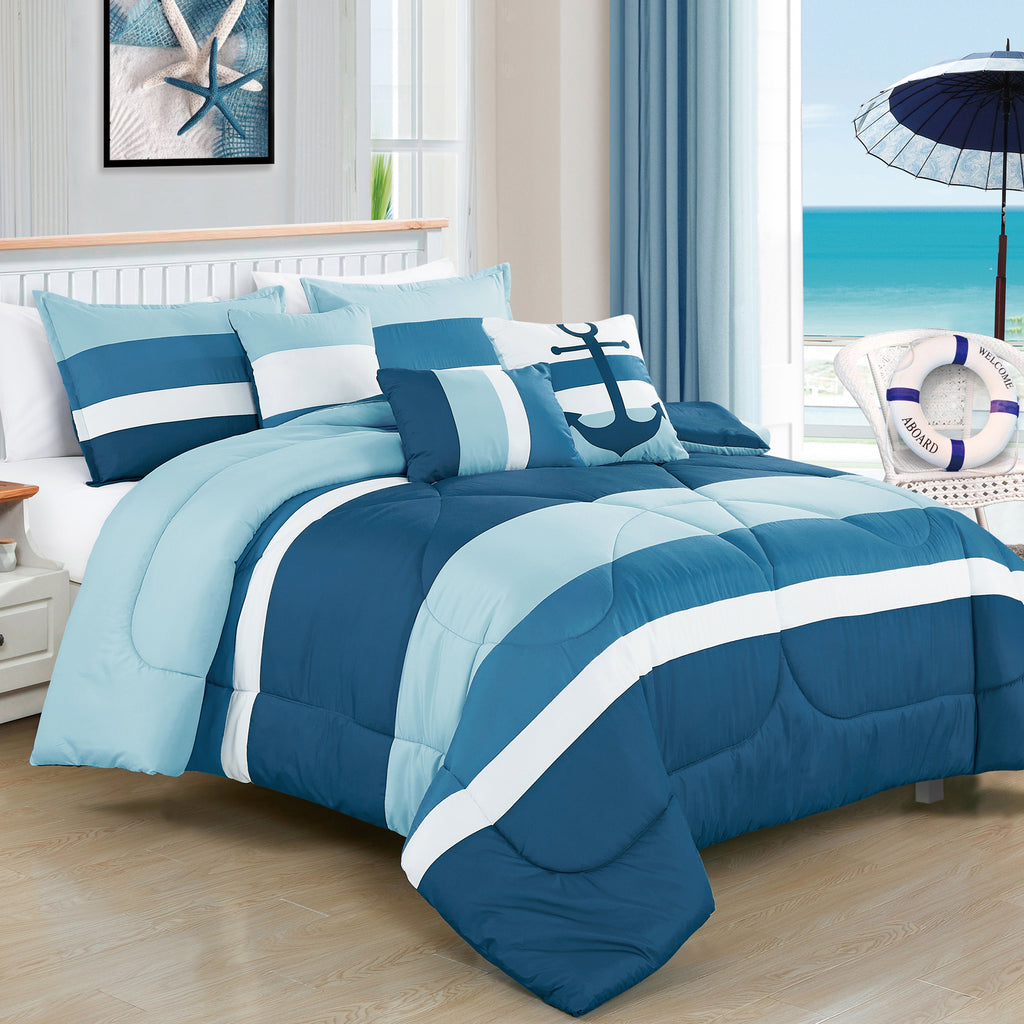 Blue Color Block 6-Piece Comforter Set detail 3