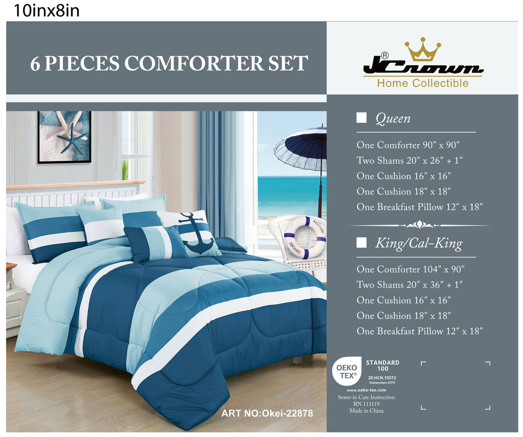 Blue Color Block 6-Piece Comforter Set detail 6