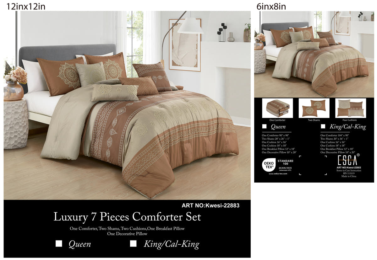 Taupe Embroidered 7-Piece Comforter Set - alternate product view 6