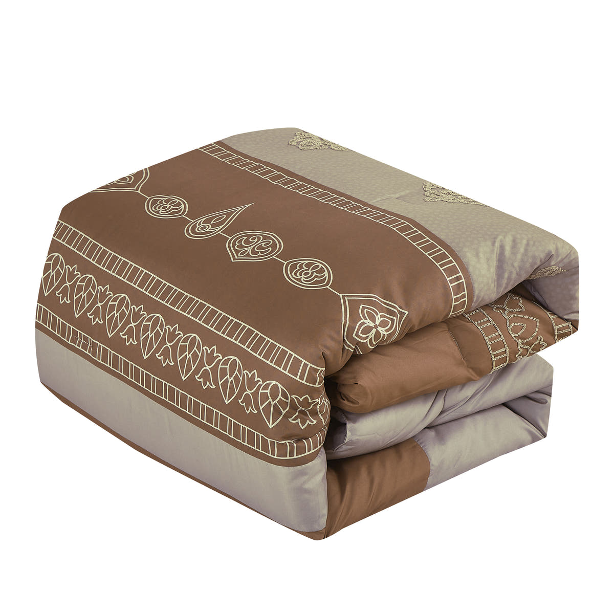 Taupe Embroidered 7-Piece Comforter Set - comforter detail
