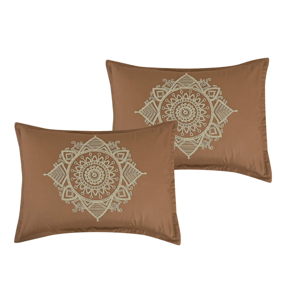 Taupe Embroidered 7-Piece Comforter Set - pillow sham detail