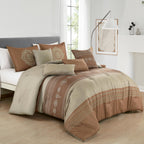 Taupe Embroidered 7-Piece Comforter Set - styled bedding set