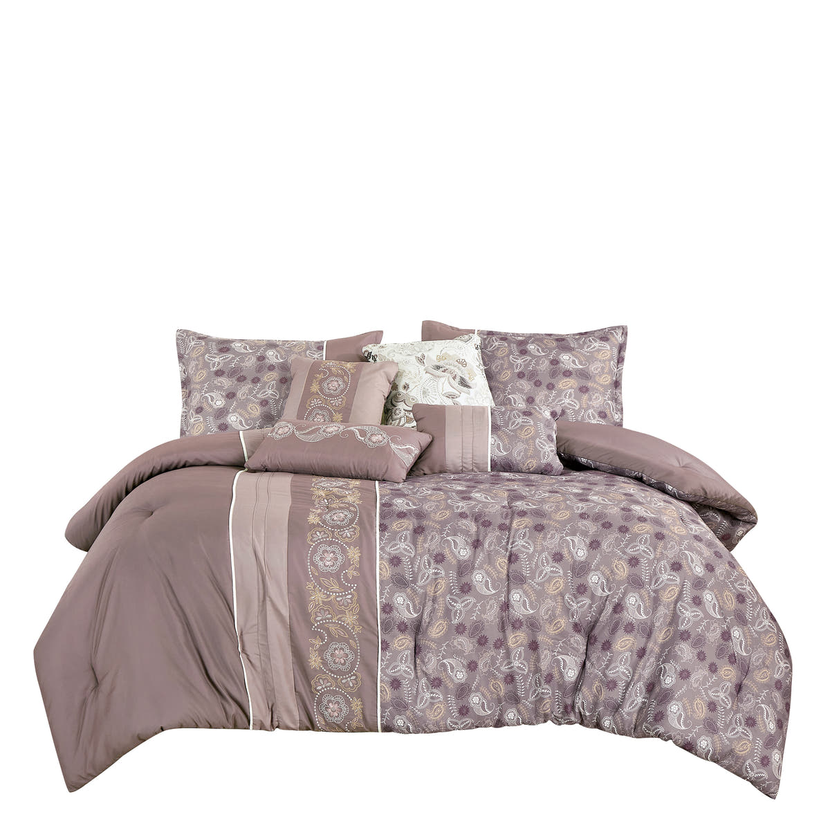 Mauve Paisley 7-Piece Comforter Set - alternate product view 5
