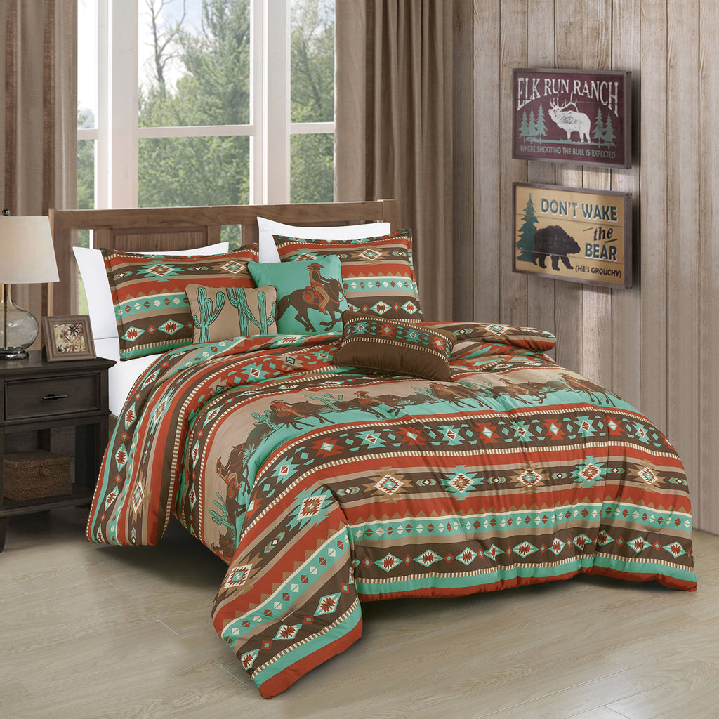 Teal Southwestern 6-Piece Comforter Set detail 3