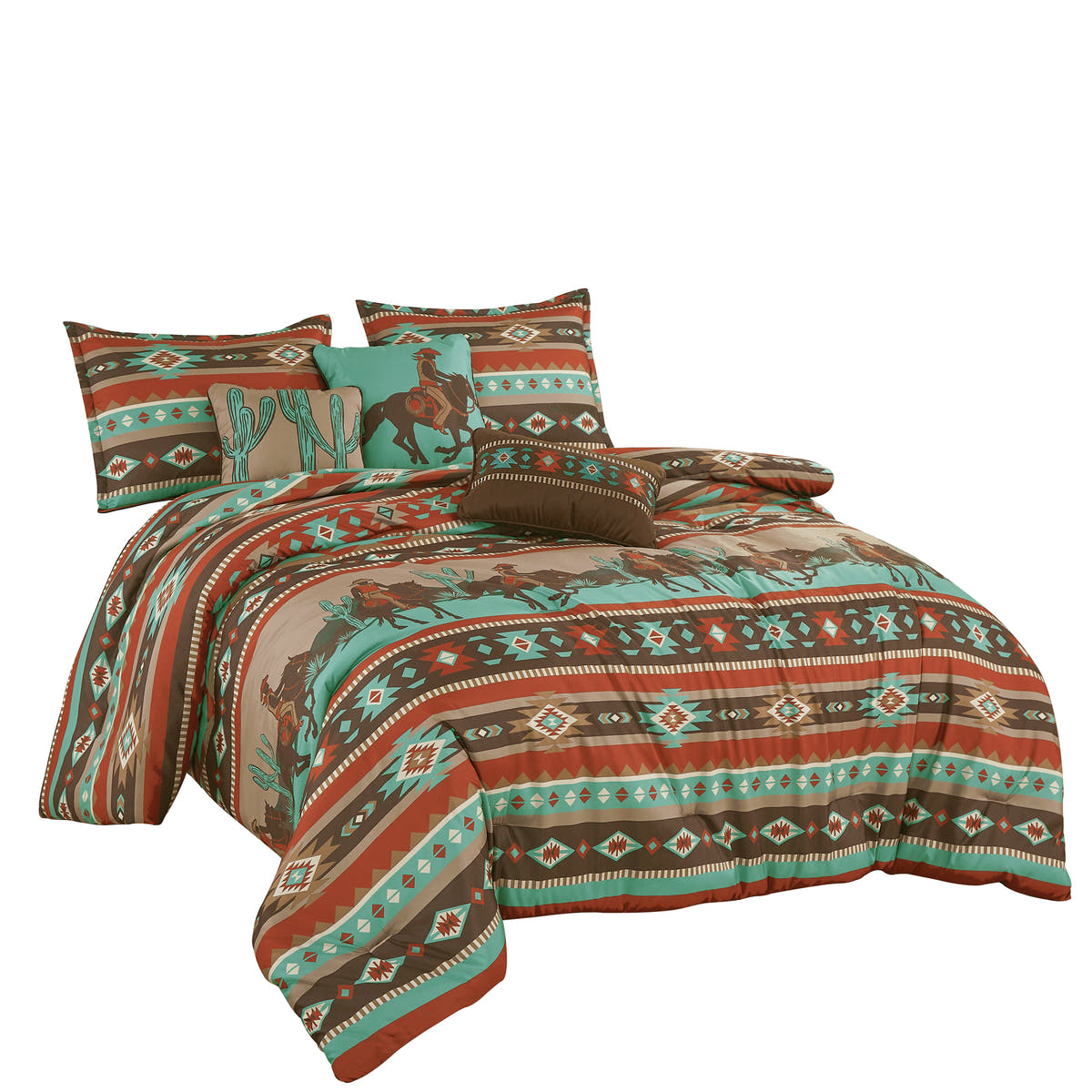 Teal Southwestern 6-Piece Comforter Set detail 4