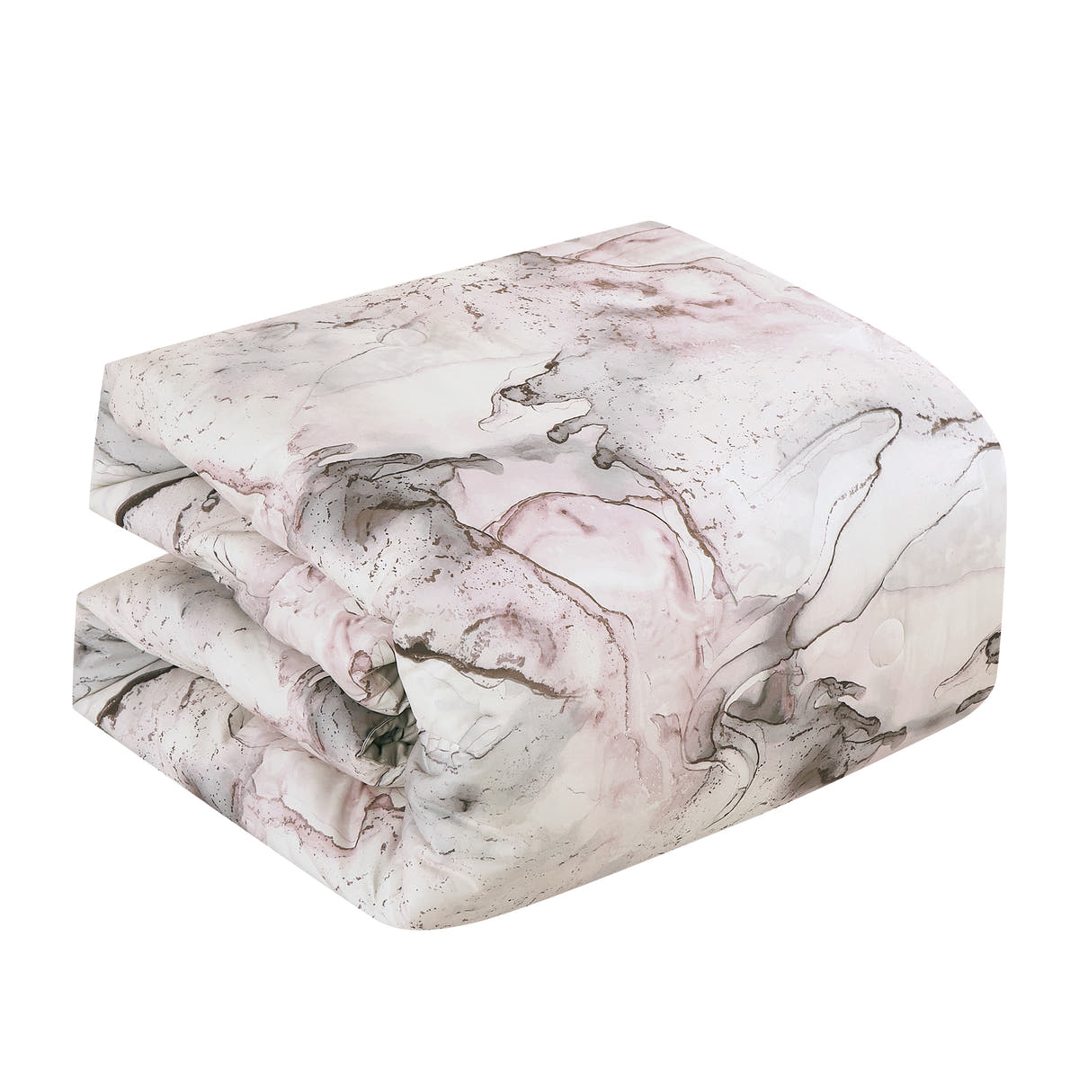 Comforter detail from the Blush and Grey Abstract Marbled 7-Piece Complete Bedding Ensemble