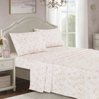 Sheet detail from the Blush and Grey Abstract Marbled 7-Piece Complete Bedding Ensemble