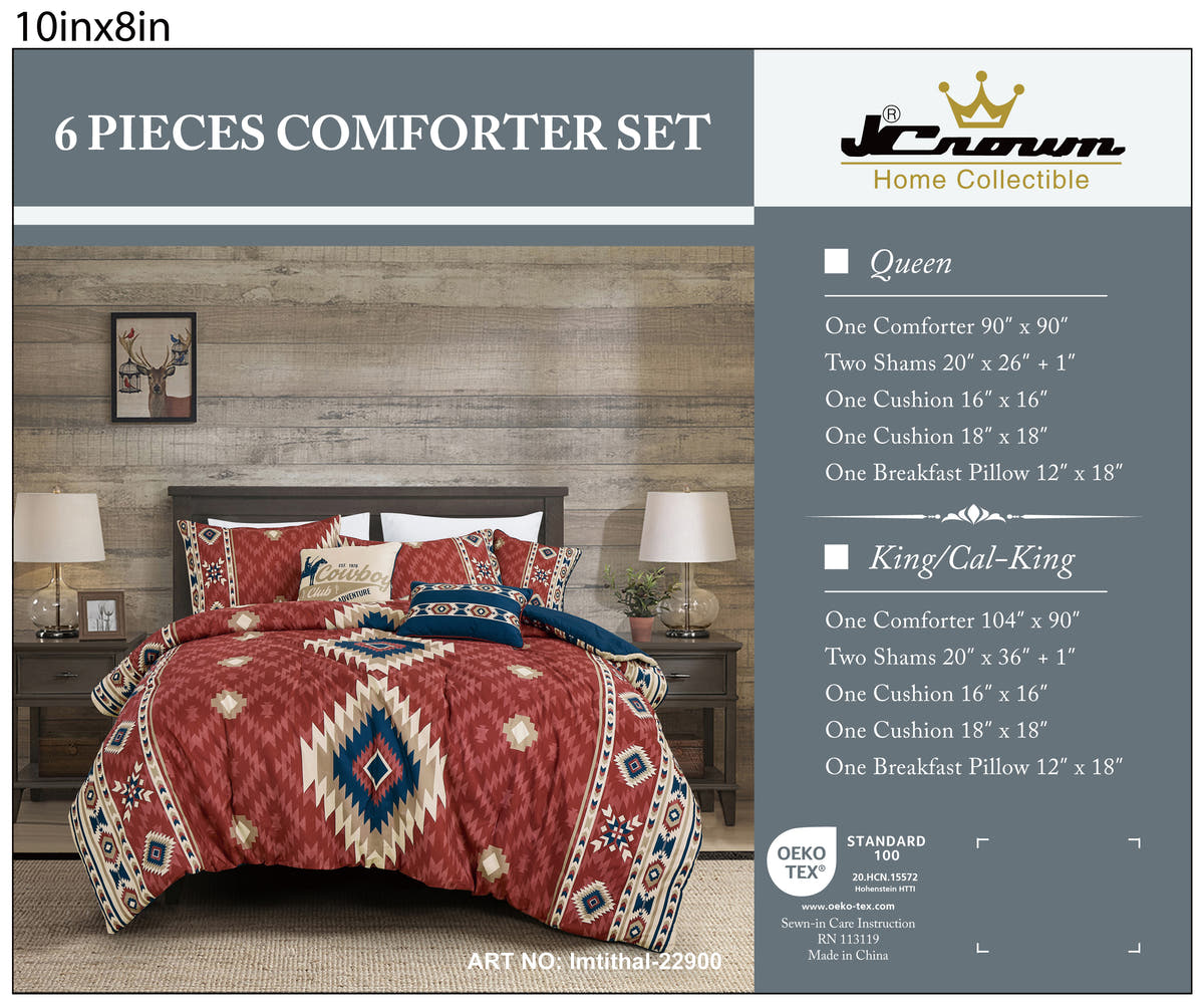 Red Southwestern 6-Piece Comforter Set detail 6