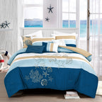 Blue Coastal 7-Piece Comforter Set - styled bedding set