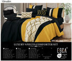 Yellow and Black Geometric Embroidered 9-Piece Comforter & Sheet Set - alternate product view 2