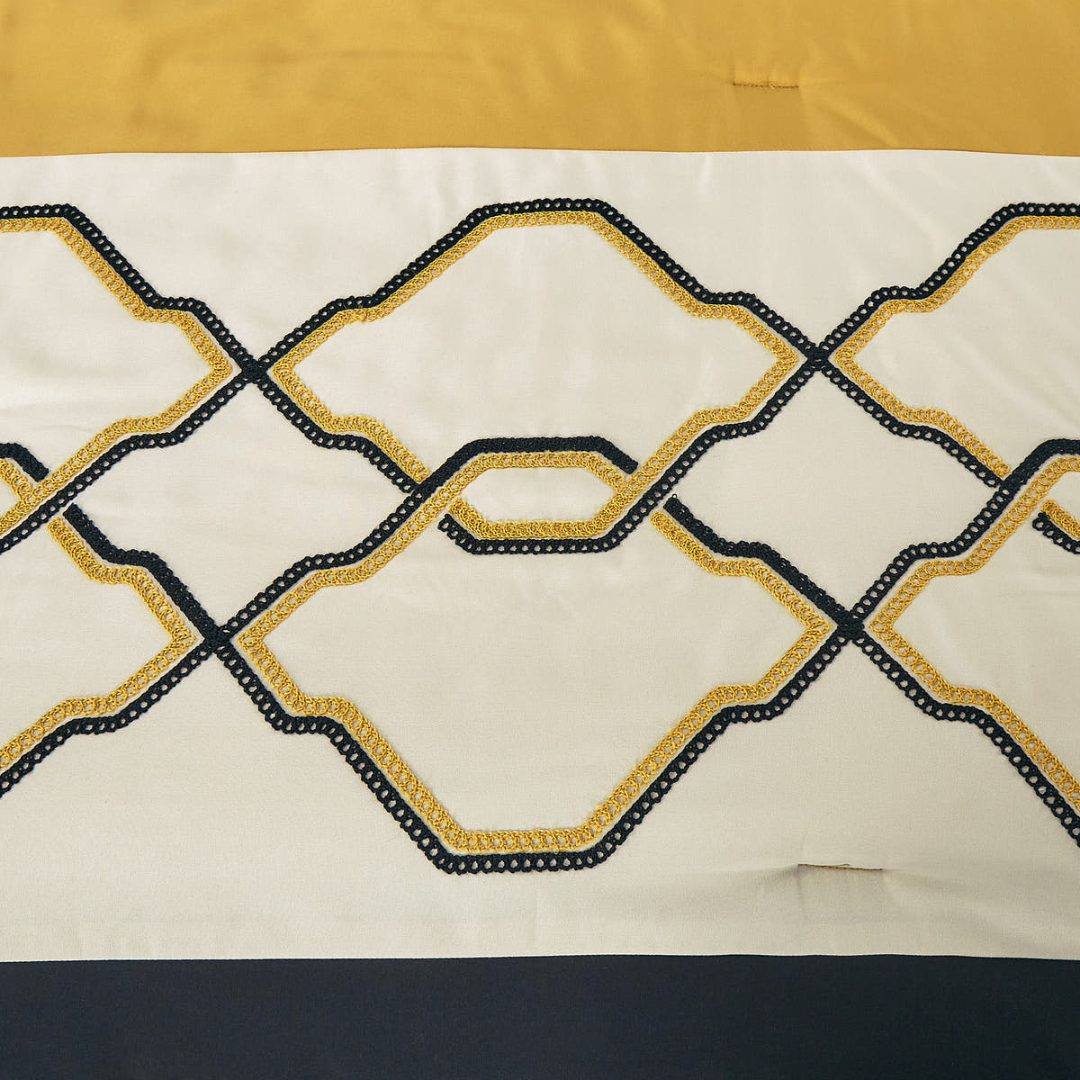 Yellow and Black Geometric Embroidered 9-Piece Comforter & Sheet Set - alternate product view 4