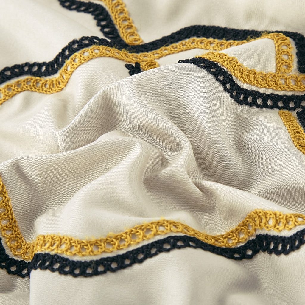 Yellow and Black Geometric Embroidered 9-Piece Comforter & Sheet Set - alternate product view 6