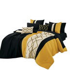Yellow and Black Geometric Embroidered 9-Piece Comforter & Sheet Set - alternate product view 3
