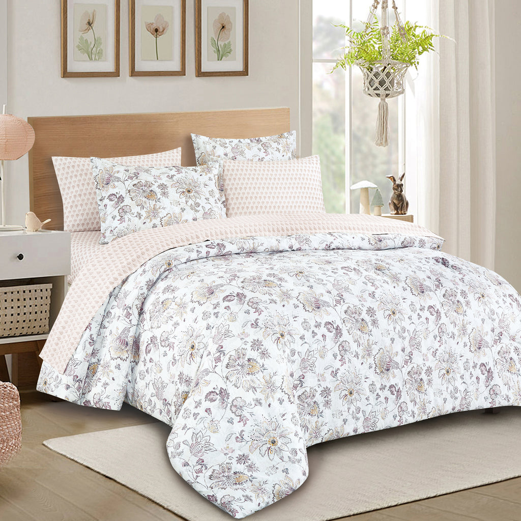 Grey Floral 7-Piece Comforter Set detail 7