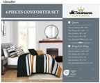 Bold Geometric Stripe 6-Piece Bedding Set with Decorative Pillows, shown in a bedroom setting
