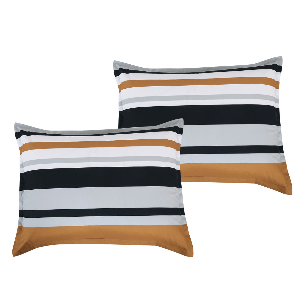 Matching pillow shams from the Bold Geometric Stripe 6-Piece Bedding Set with Decorative Pillows