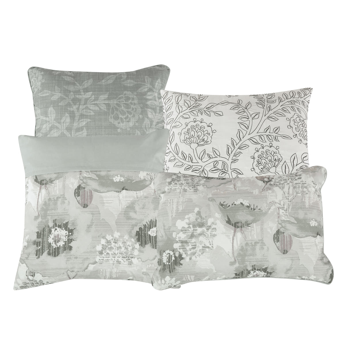 Seafoam Floral 7-Piece Comforter Set - decorative pillow detail
