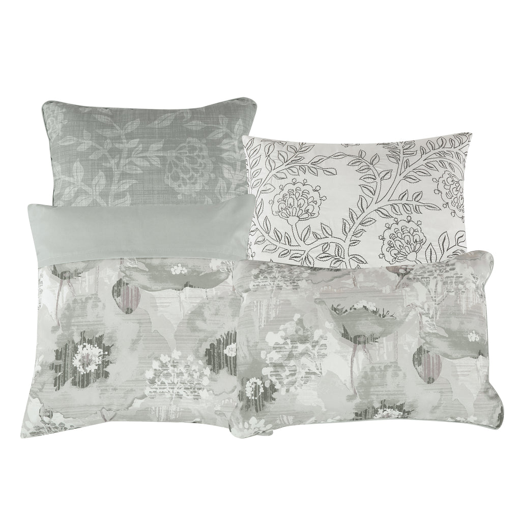 Seafoam Floral 7-Piece Comforter Set - decorative pillow detail