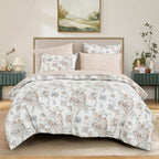 Beige Floral 7-Piece Comforter Set detail 7