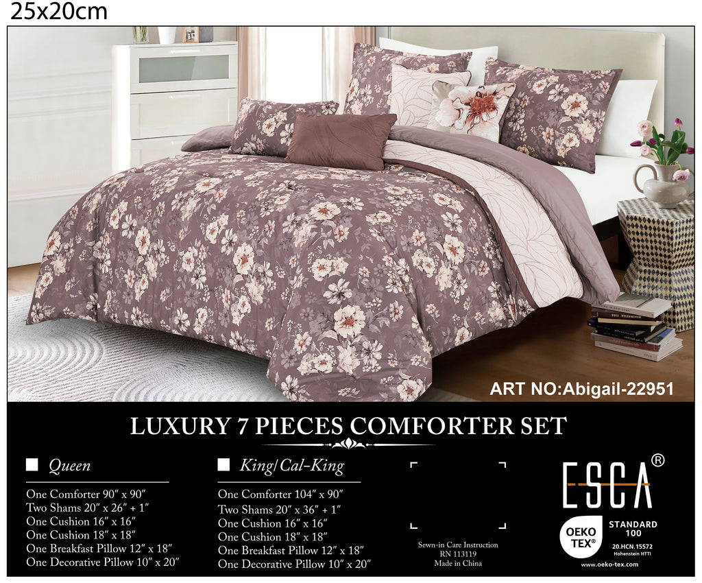 Mauve Floral 7-Piece Comforter Set - alternate product view 2