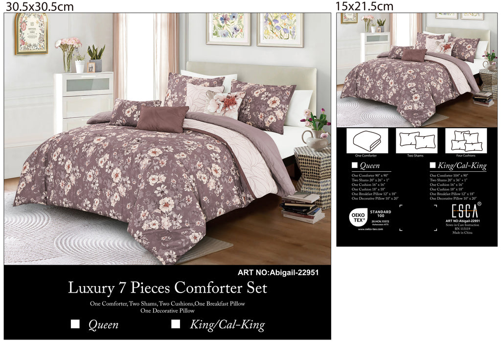 Mauve Floral 7-Piece Comforter Set - alternate product view 7