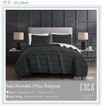 Black Quilted 3-Piece Bedspread Set - alternate product view 2