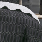 Black Quilted 3-Piece Bedspread Set - alternate product view 4