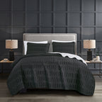 Black Quilted 3-Piece Bedspread Set - styled bedding set