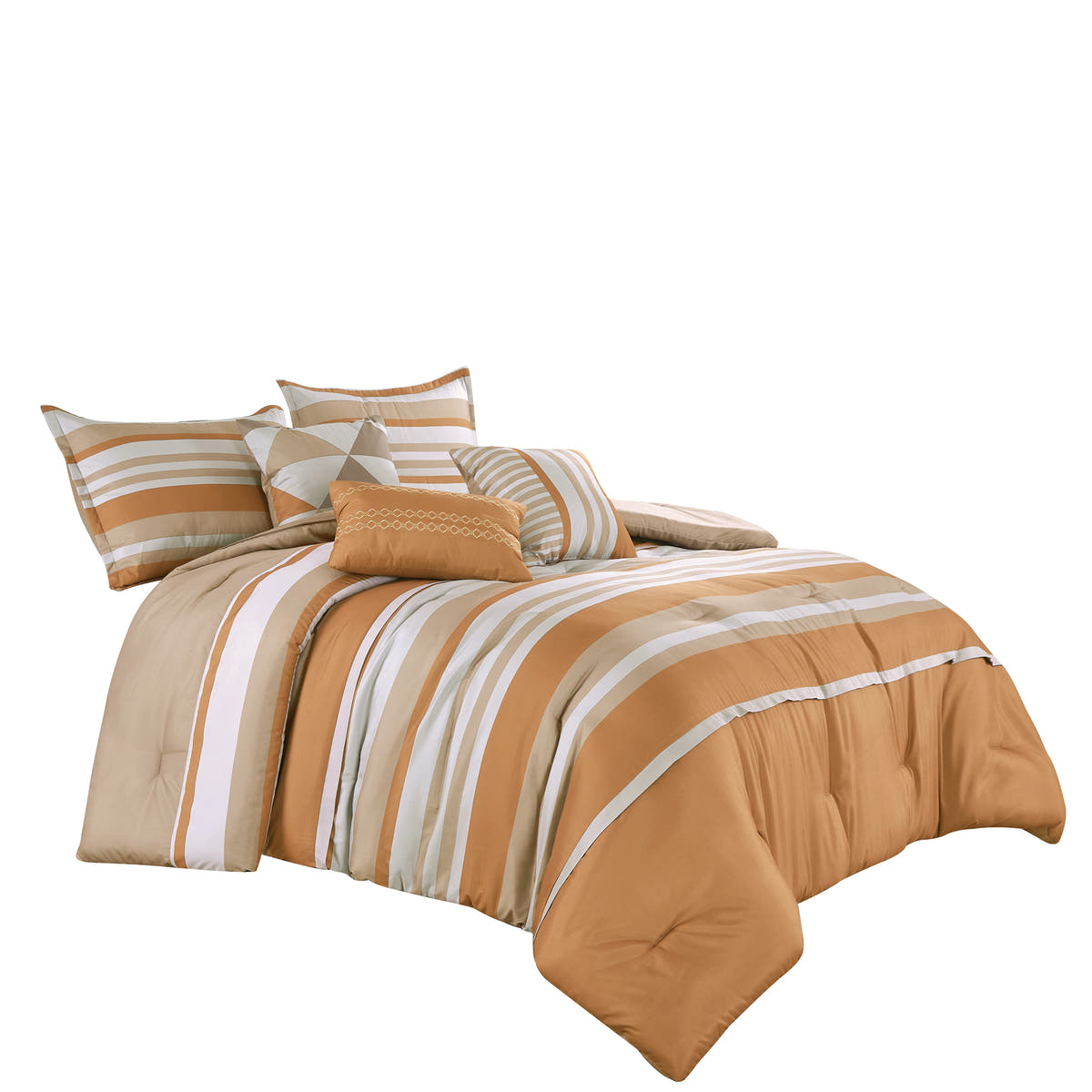 Tan Stripe 6-Piece Comforter Set detail 4