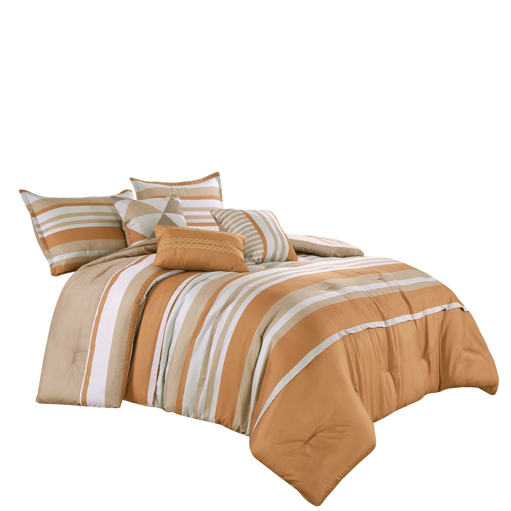 Tan Stripe 6-Piece Comforter Set detail 4