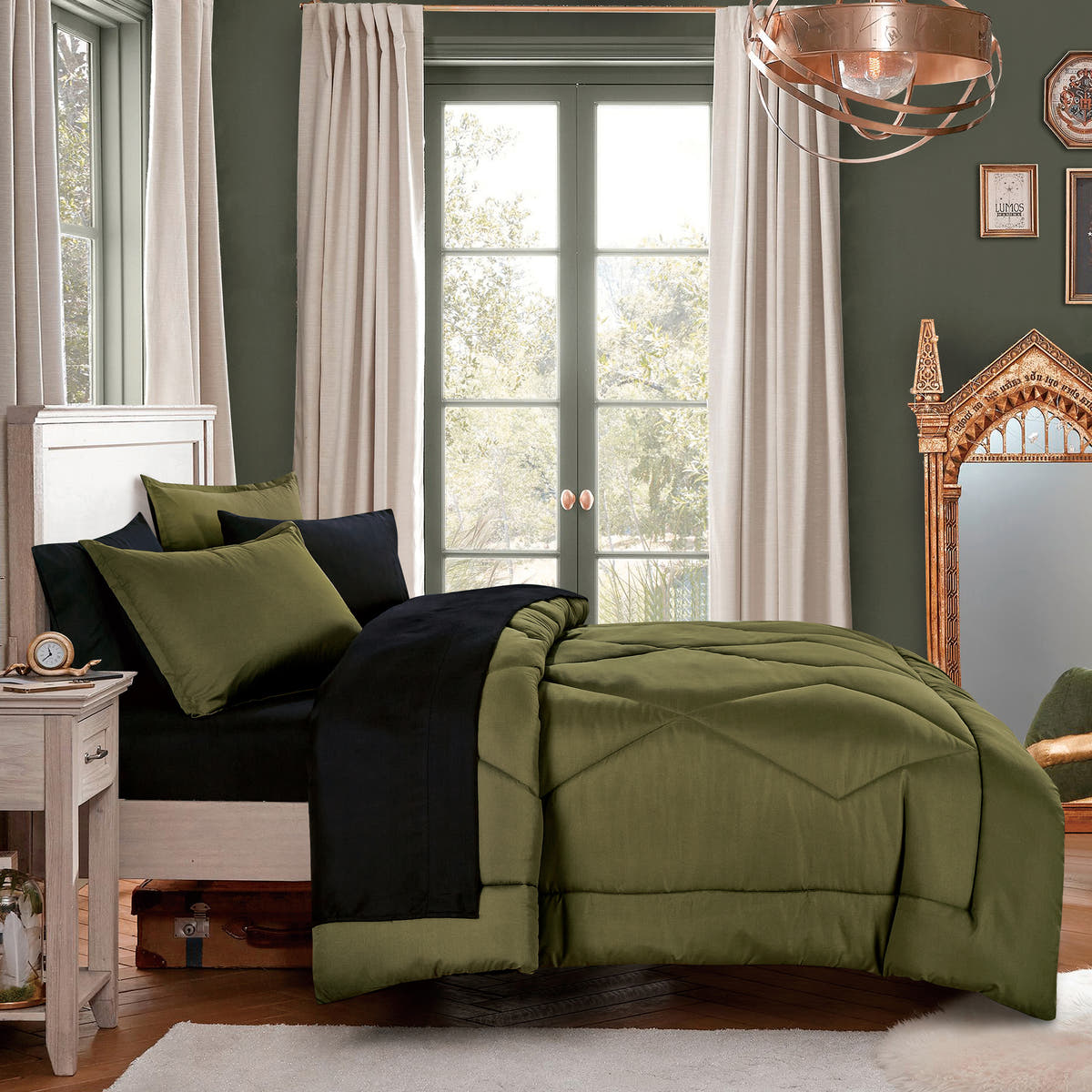 Olive Color Block 7-Piece Comforter Set detail 5