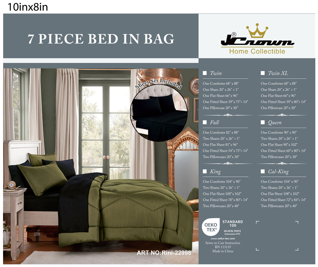 Olive Color Block 7-Piece Comforter Set detail 7