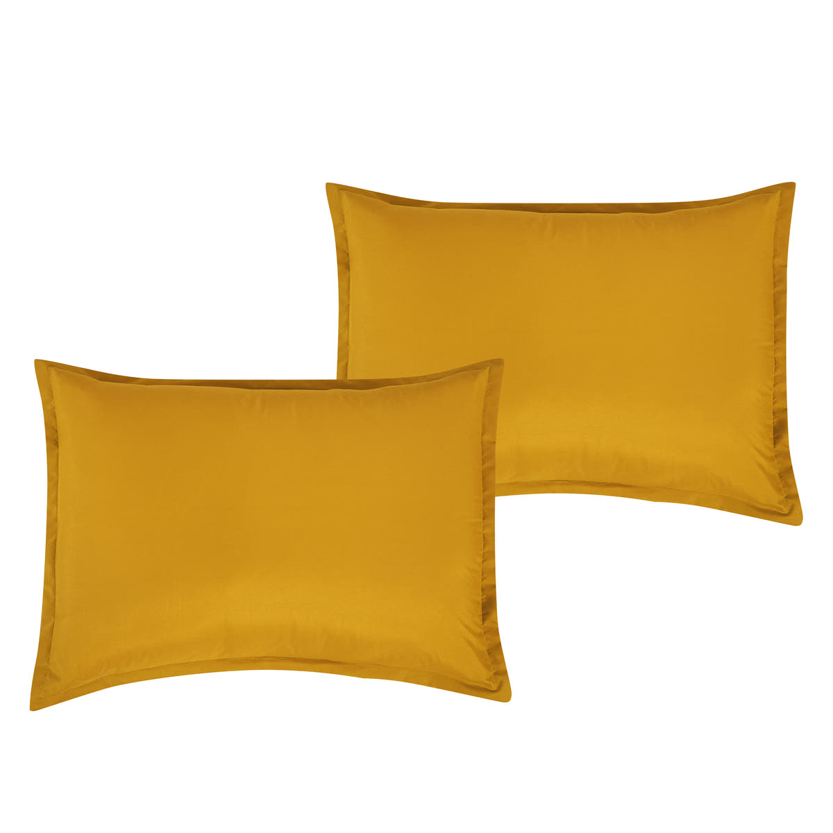 Matching pillow shams from the Solid Two-Tone Gold and Green 7-Piece Complete Bedding Ensemble