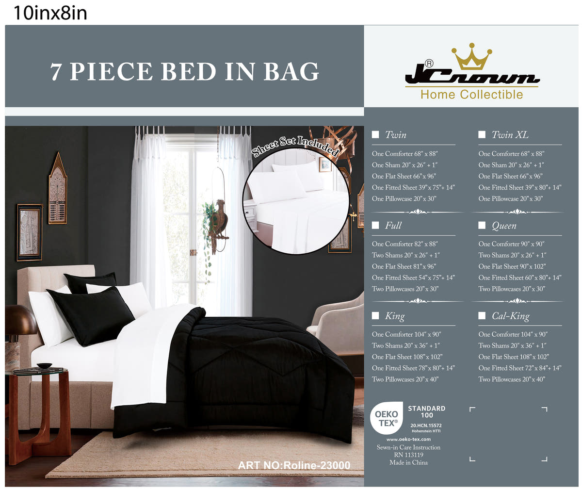Black Color Block 7-Piece Comforter Set detail 7