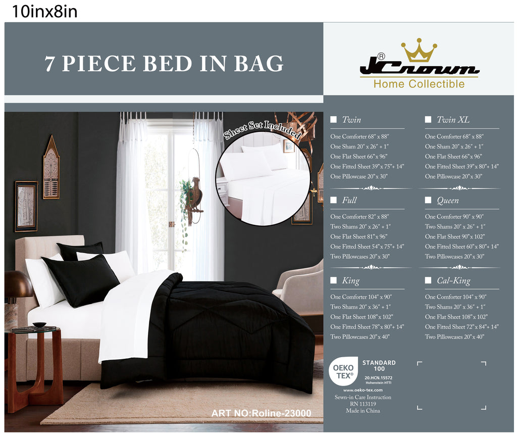 Black Color Block 7-Piece Comforter Set detail 7