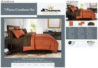 Two-Tone Terracotta 7-Piece Complete Bedding Set with Brown Sheets, shown in a bedroom setting