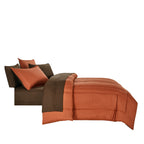 Alternate view of the Two-Tone Terracotta 7-Piece Complete Bedding Set with Brown Sheets