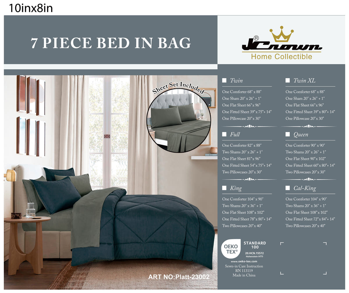 Teal Color Block 7-Piece Comforter Set detail 7