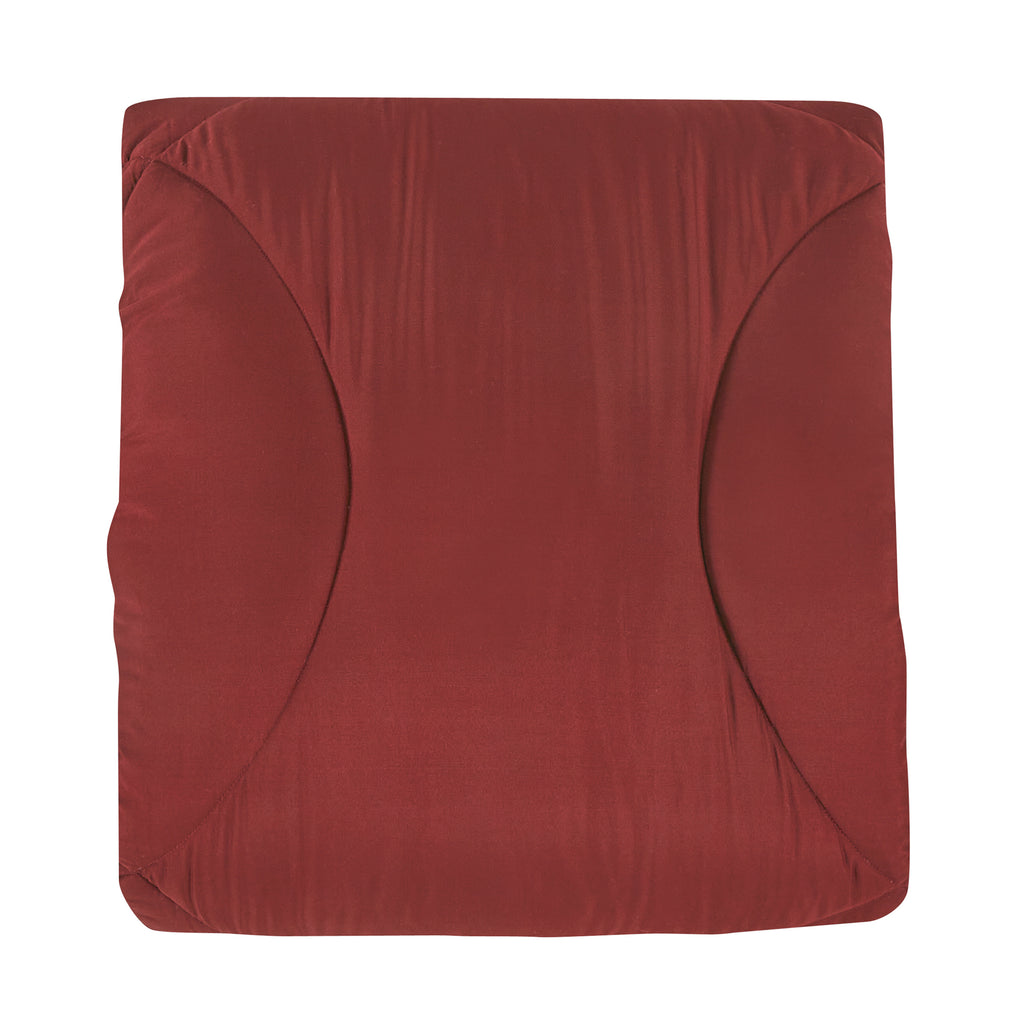 Comforter detail from the Two-Tone Deep Red and Brown 7-Piece Complete Bedding Ensemble